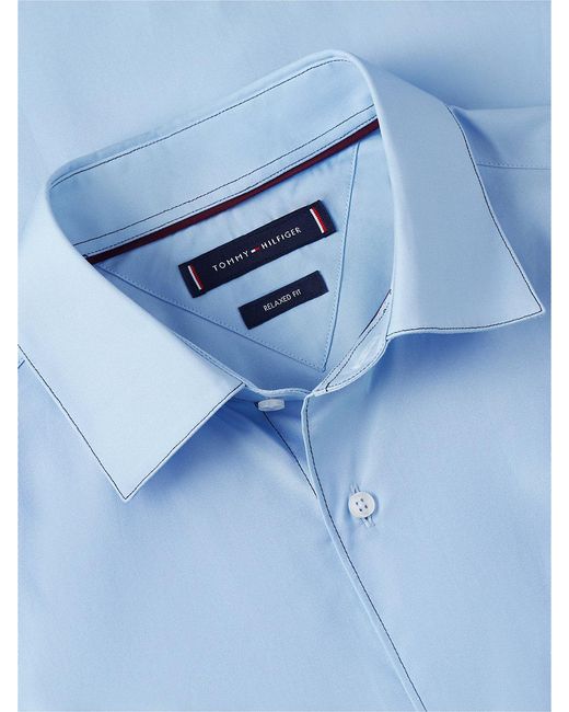 Tommy Hilfiger Blue New York Label Relaxed Fit Poplin Shirt for men
