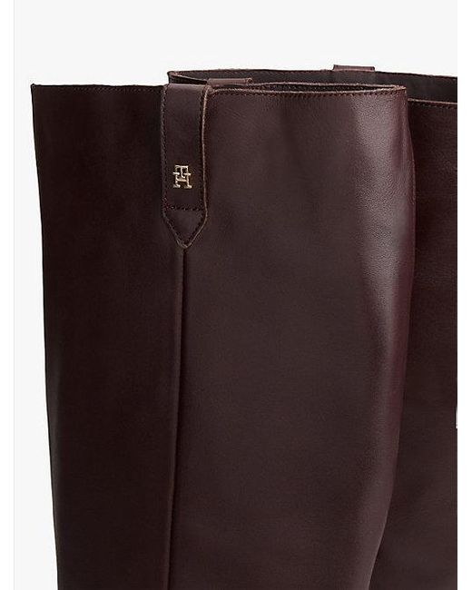 Tommy Hilfiger Leren Overknee Laars Met Spitse Neus in het Brown