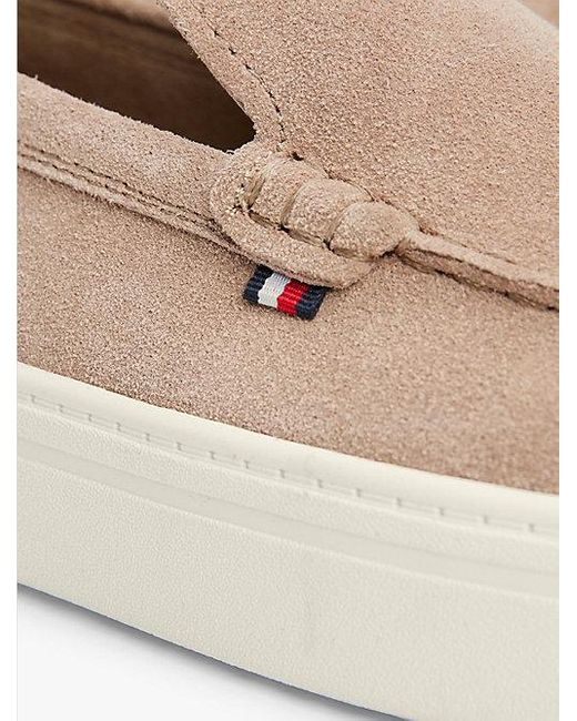Tommy Hilfiger Signature Suède Instap-Loafer in het Natural voor heren