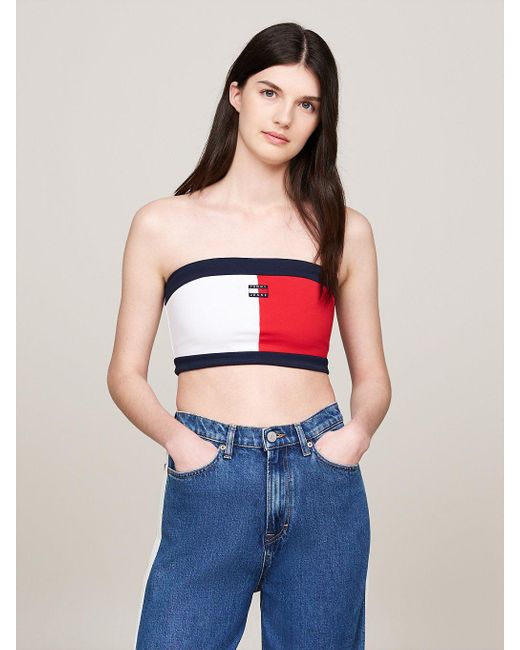 Tommy Hilfiger Blue Badge Cropped Tube Top