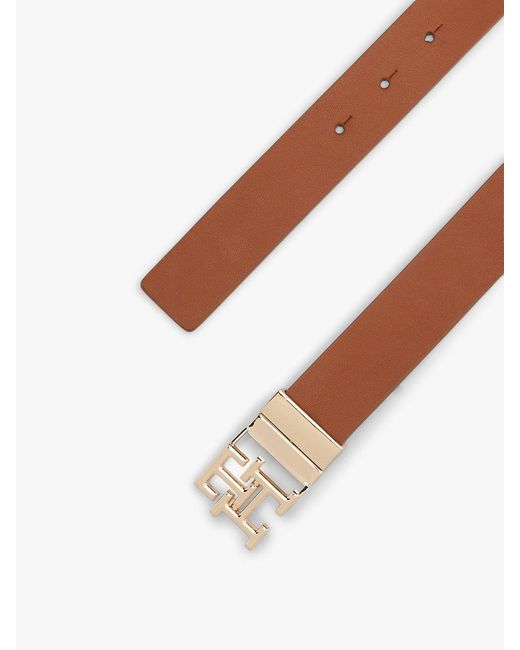 Tommy Hilfiger Brown Th Monogram Reversible Leather Belt