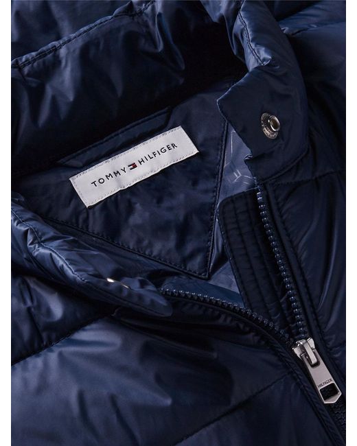 Tommy Hilfiger Blue Mixed Texture Slim Lightweight Down Jacket