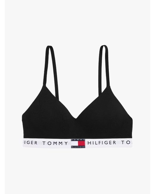 Bralette Push Up Imbottita Con Logo di Tommy Hilfiger in Black