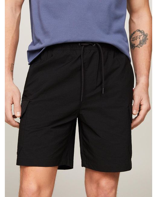 Tommy Hilfiger Black Sport Logo Cargo Shorts for men