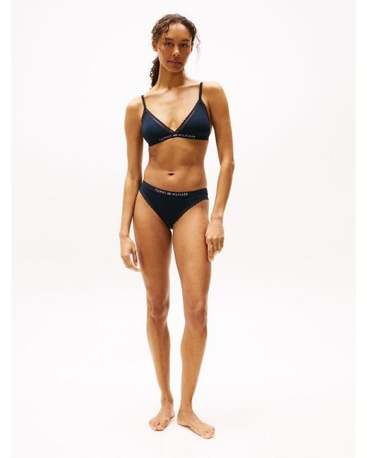 Reggiseno A Triangolo Sfoderato Con Pizzo di Tommy Hilfiger in Blue