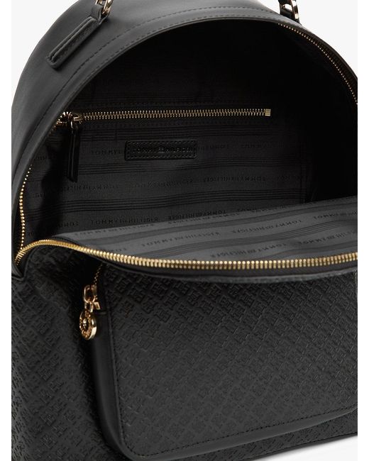 Tommy Hilfiger Black Th Monogram Debossed Dome Backpack