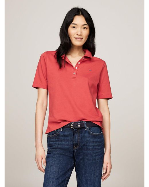 Tommy Hilfiger Red 1985 Collection Flag Embroidery Regular Polo