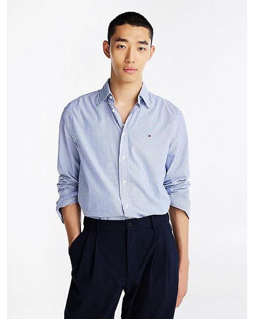 Tommy Hilfiger Flex Regular Fit Overhemd Met Strepen in het Blue voor heren