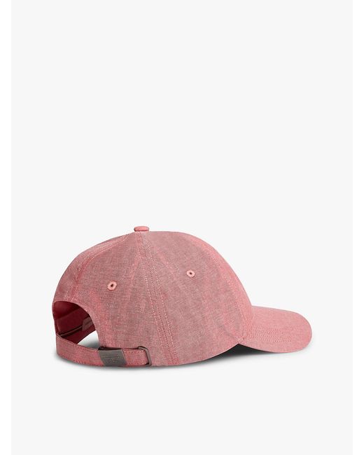 Tommy Hilfiger Pink Hilfiger Flag Embroidery Chambray Baseball Cap for men