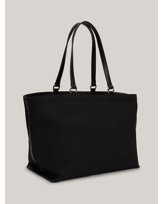 Tommy Hilfiger Black Crossover Strap Mixed Texture Tote