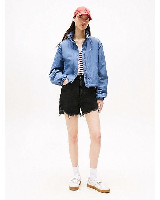 Tommy Hilfiger Relaxed Fit Gewatteerd Jack Met Logokraag in het Blue