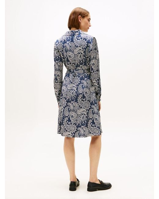 Robe Portefeuille Courte À Manches Longues Tommy Hilfiger en coloris Blue