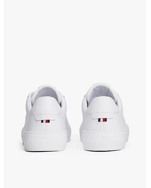 Tommy Hilfiger Leren Sneaker Met Gestanst Logo En Cupsole in het White voor heren