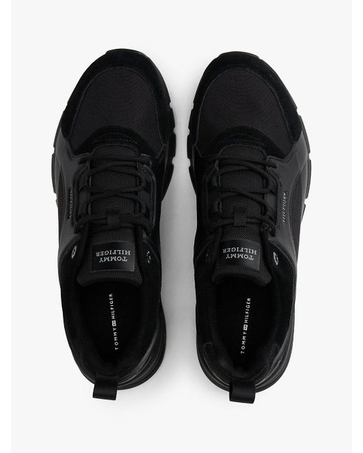 Sneakers Con Suola Spessa E Mix Di Texture di Tommy Hilfiger in Black da Uomo
