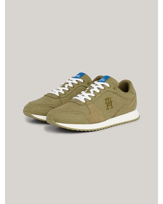 Tommy Hilfiger Green Embroidery Linen Runner Trainers for men