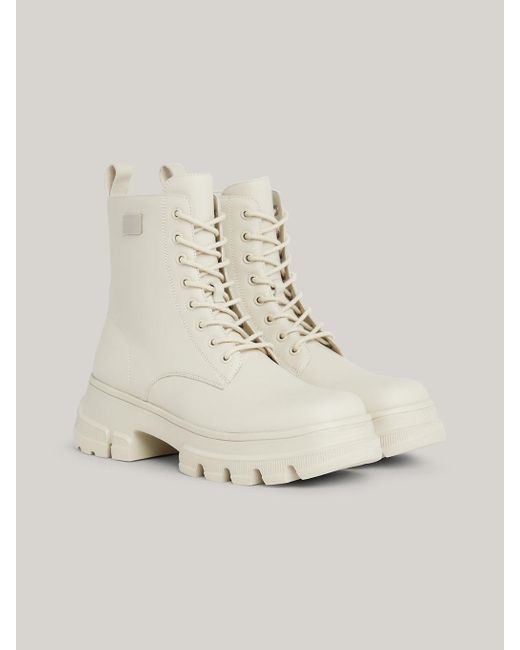Tommy Hilfiger Natural Chunky Cleat Leather Mid Boots