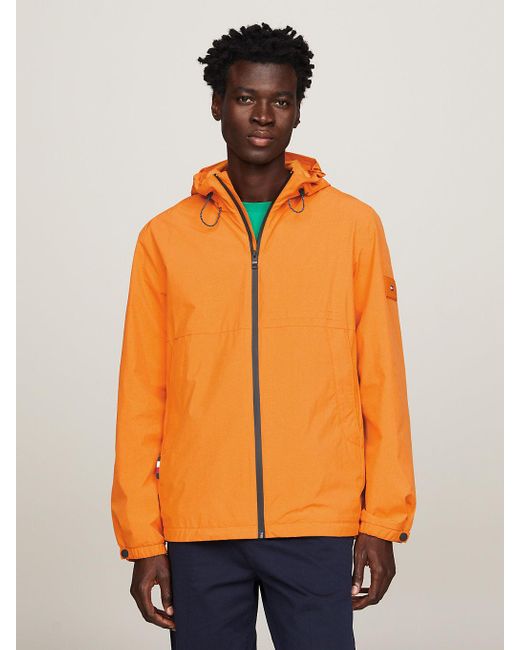 Tommy Hilfiger Orange Water Resistant Packable Hooded Portland Jacket for men