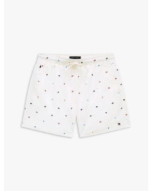 Tommy Hilfiger Medium Lange Zwemshort Met Ritszak in het White voor heren