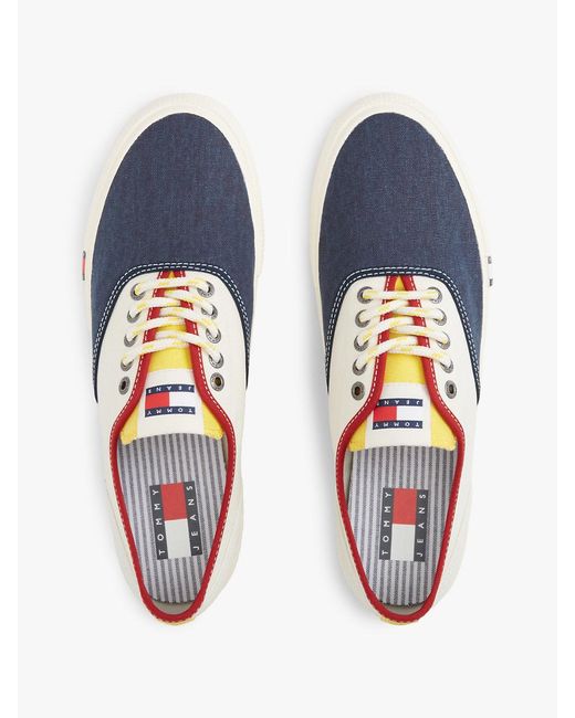 Tommy Hilfiger White Archive Canvas Colour-Blocked Trainers for men