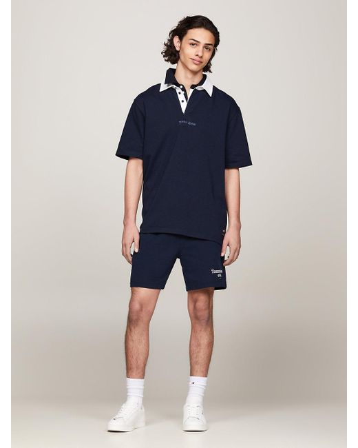Tommy Hilfiger Blue Classics Contrast Collar Oversized Rugby Polo for men