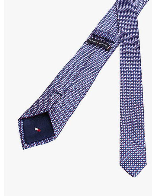Tommy Hilfiger Zijden Stropdas Met Jacquard Microvierkanten in het Purple voor heren
