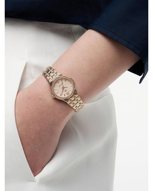 Tommy Hilfiger Natural Carnation-Plated Frosted Dial Chain-Link Watch