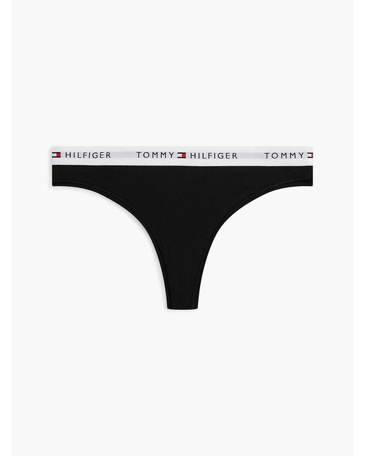 Tommy Hilfiger Black Repeat Logo Waistband Thong