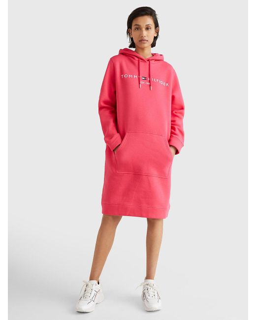 Tommy Hilfiger Hoodie-Kleid mit Logo in Pink | Lyst DE