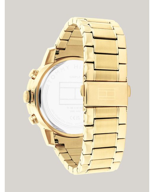 Tommy Hilfiger Metallic Ionic Gold-plated White Dial Chain-link Watch for men