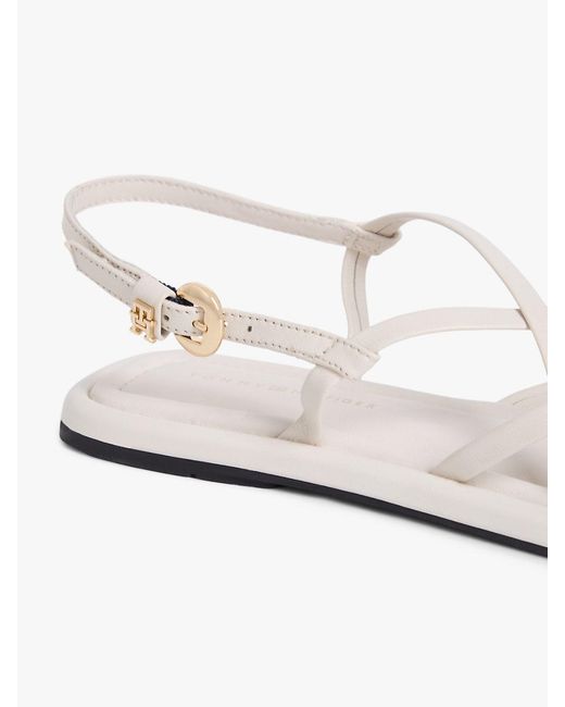 Tommy Hilfiger Natural Leather Crossover Strap Flat Sandals