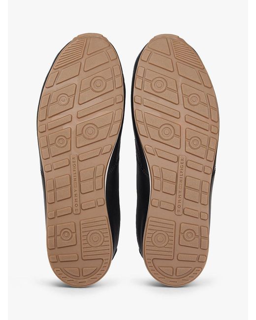 Tommy Hilfiger Black Low Profile Logo Leather Trainers for men