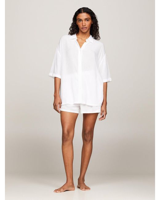 Tommy Hilfiger White Th Essential Cover Up Beach Shirt