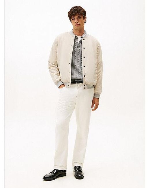 Tommy Hilfiger Reversible Bomberjack Met Varsity-Embleem in het Natural voor heren