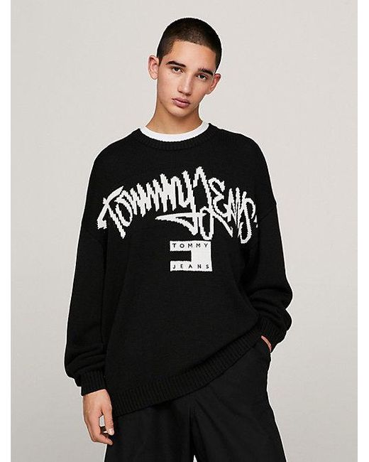 Tommy Hilfiger Sweatshirt Met Graffiti-logo in het Black voor heren