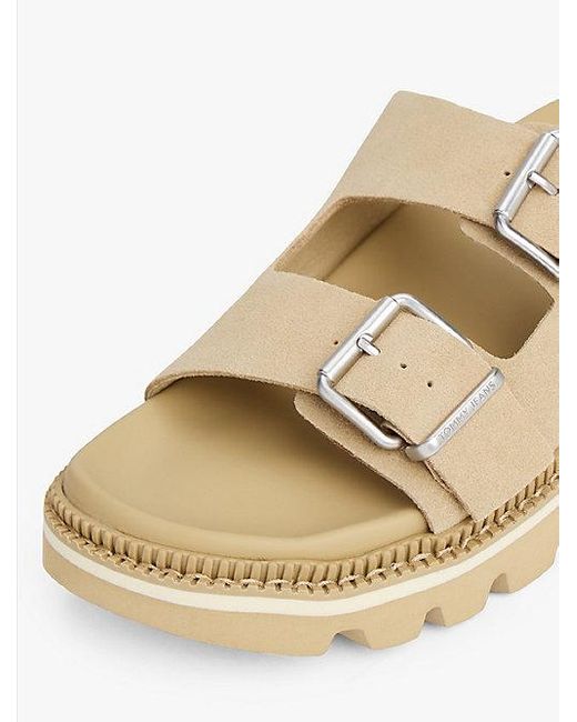 Tommy Hilfiger Suède Sandaal Met Profielzool En 2 Banden in het White