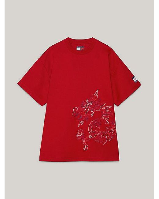 Tommy Hilfiger Tommy x CLOT genderneutrales T-Shirt mit Drachen in Red für Herren