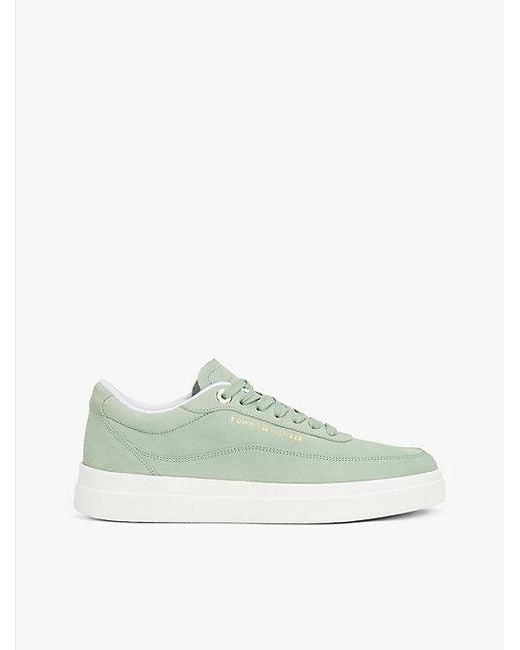 Tommy Hilfiger Leren Court Sneaker Met Metallic Logo in het Green