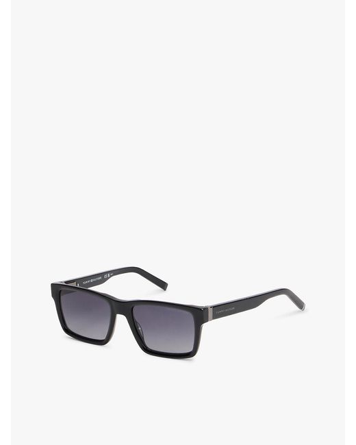 Tommy Hilfiger White Signature Tip Rectangular Sunglasses for men