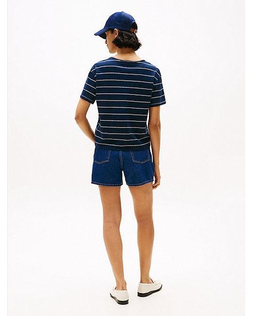 Camiseta Amplia Con Cuello De Pico Tommy Hilfiger de color Blue