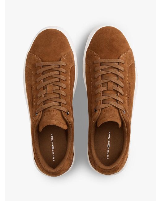 Tommy Hilfiger Brown Suede Court Trainers for men