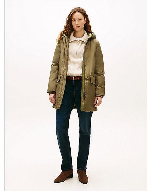 Parka Acolchada Con Capucha A Contraste Tommy Hilfiger de color Natural