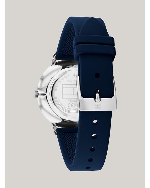 Tommy Hilfiger Blue Crystal-embellished Navy Silicone Strap Watch