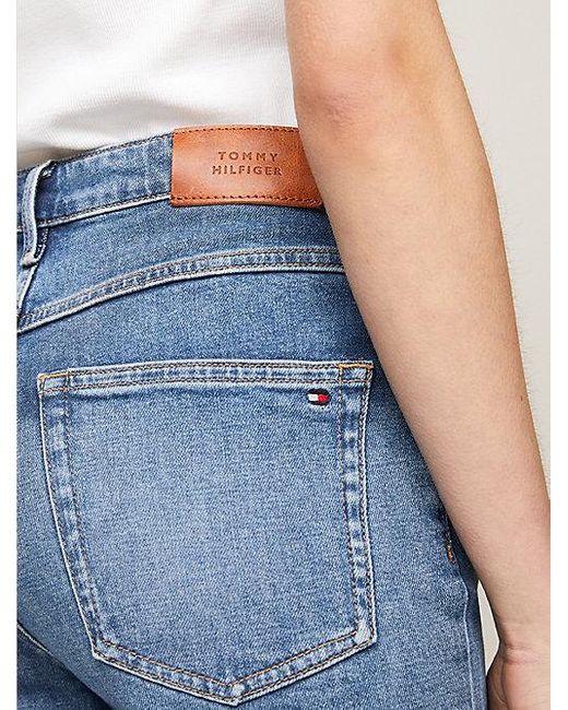 Tommy Hilfiger Blue Slim Jeans-Shorts mit hohem Bund