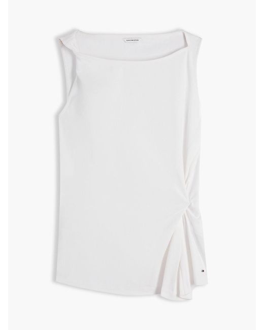 Tommy Hilfiger White Twist Boat Neck Sleeveless Top