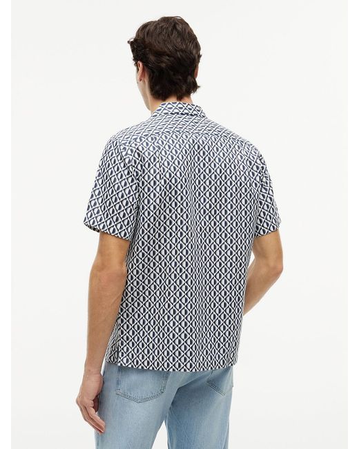 Tommy Hilfiger Red Regular Linen Blend Print Short Sleeve Shirt for men