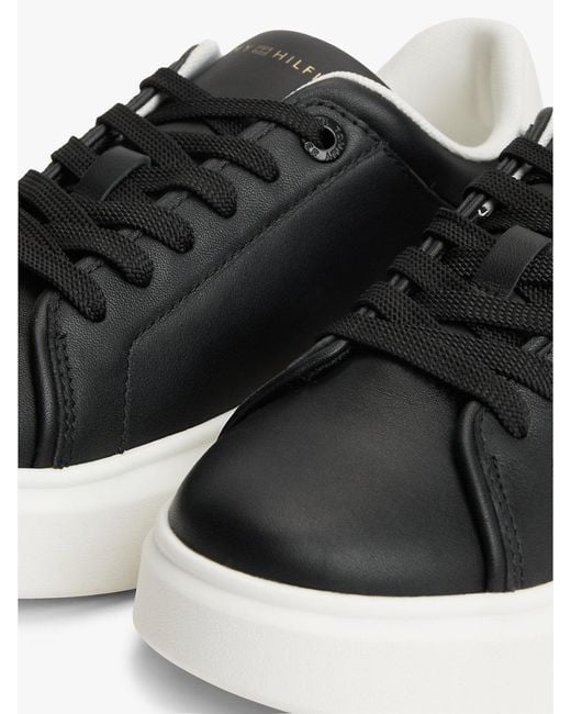Tommy Hilfiger Black Metallic Th Monogram Leather Platform Trainers