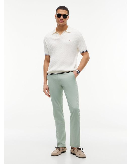 Tommy Hilfiger White Denton Slim Straight Twill Chinos for men