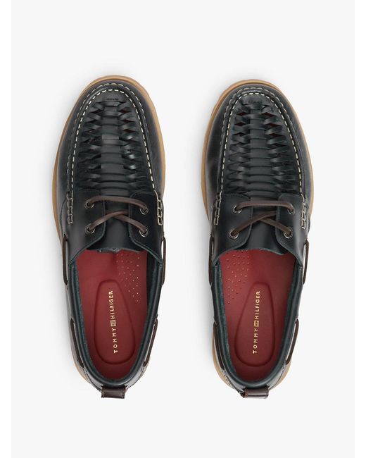 Tommy Hilfiger Multicolor Leather Braided Boat Shoes for men