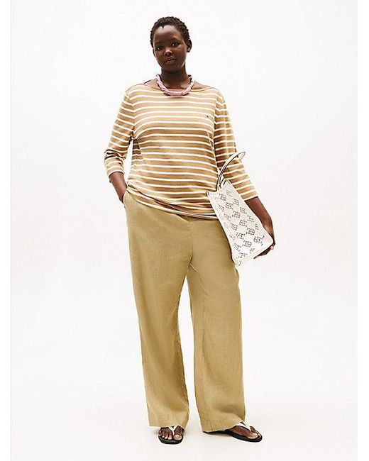 Pantalón Curve En Mezcla De Lino Tommy Hilfiger de color Natural