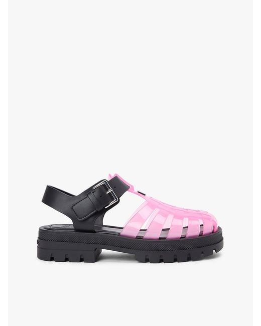 Tommy Hilfiger Pink Jelly Chunky Cleat Fisherman Sandals